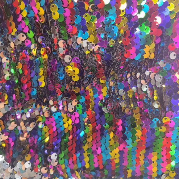 Forever 21 Multicolor/Silver Sequin Off the Shoulder Crop Top, S - Picture 7 of 9